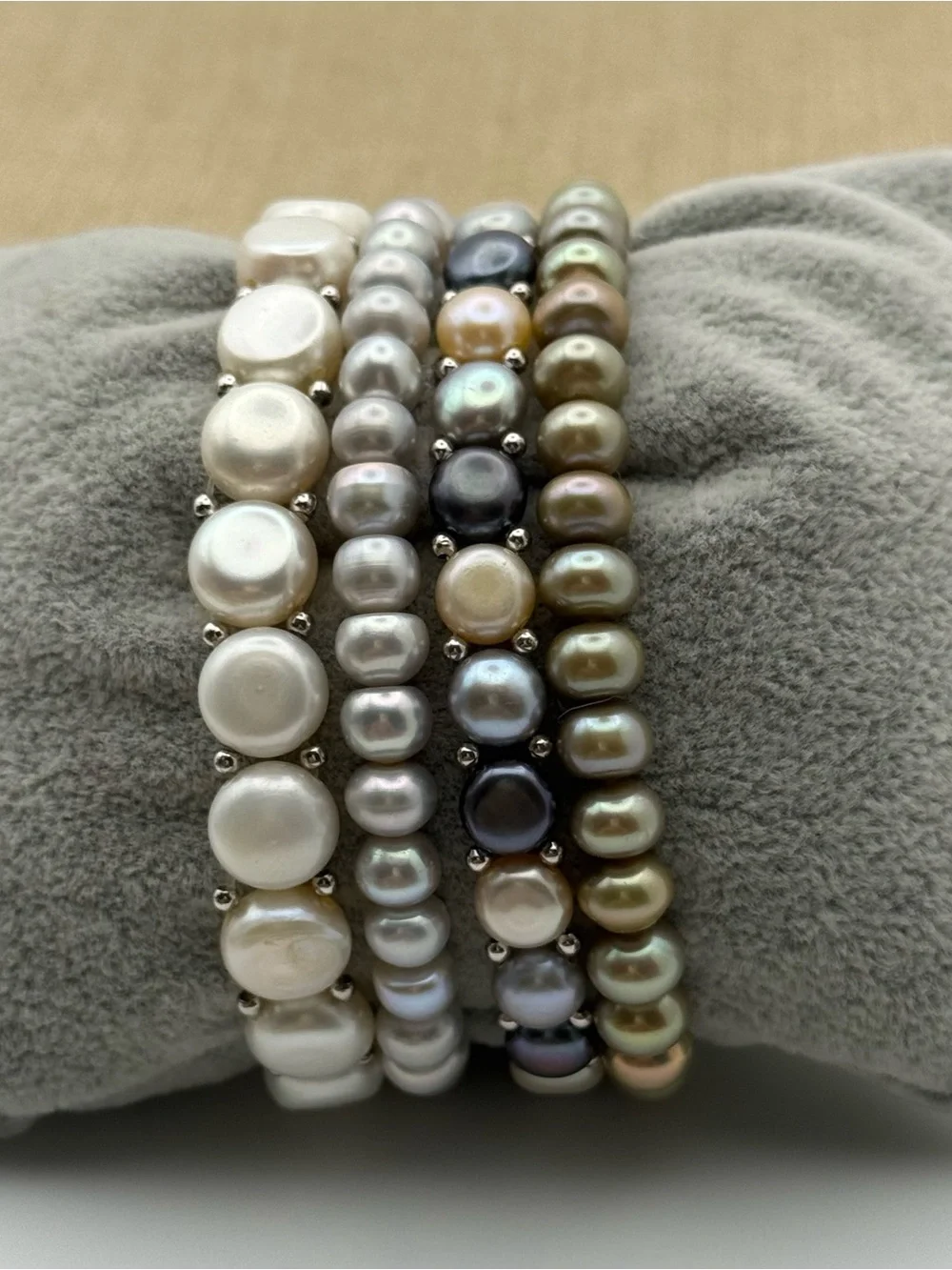 Set of four Multi-Color Freshwater Pearl Stretch Bracelet Set
